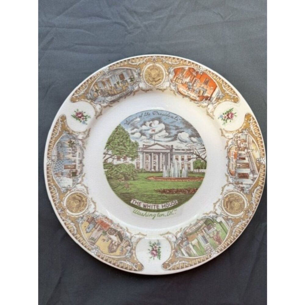 Vintage 10" Dinner Plate Home of the Presidents The White House Washington DC
